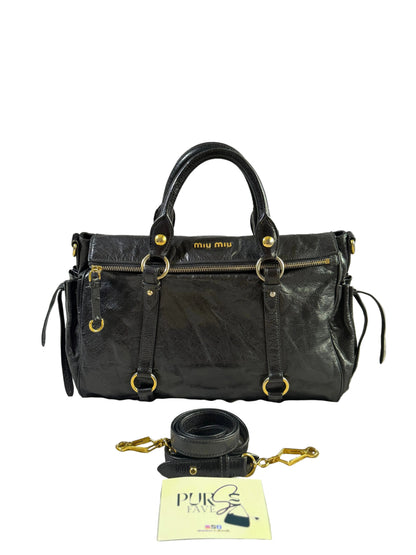 Authentic MIU MIU Vitello Lux Fomo Bow Satchel Crossbody Bag