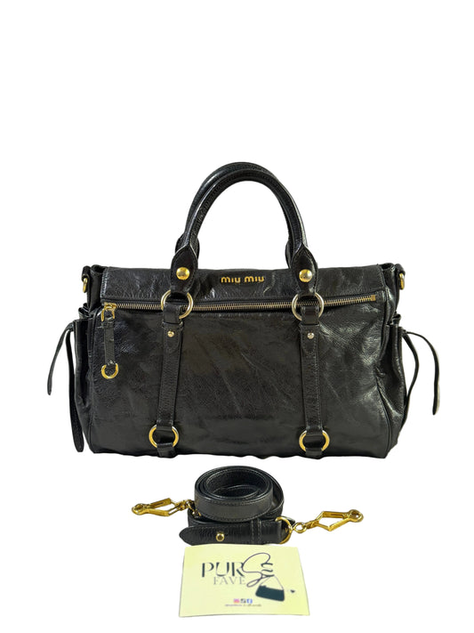 Authentic MIU MIU Vitello Lux Fomo Bow Satchel Crossbody Bag