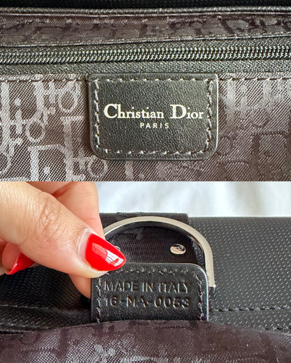 Authentische Christian Dior Hardcore Vintage Schultertasche aus schwarzem Leder