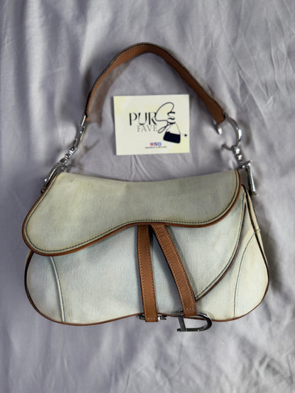 Authentic Vintage Christian Dior by John Galliano Double Saddle Denim Bag