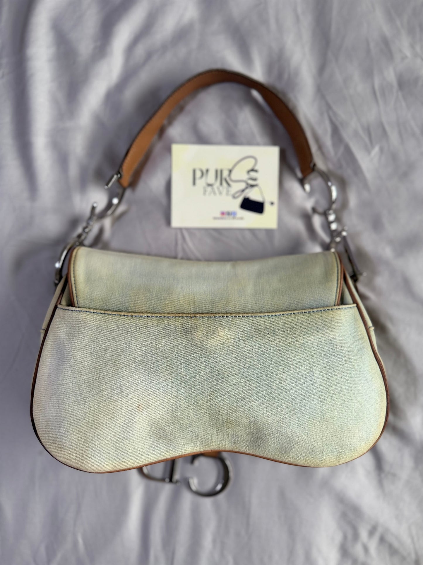 Authentic Vintage Christian Dior by John Galliano Double Saddle Denim Bag