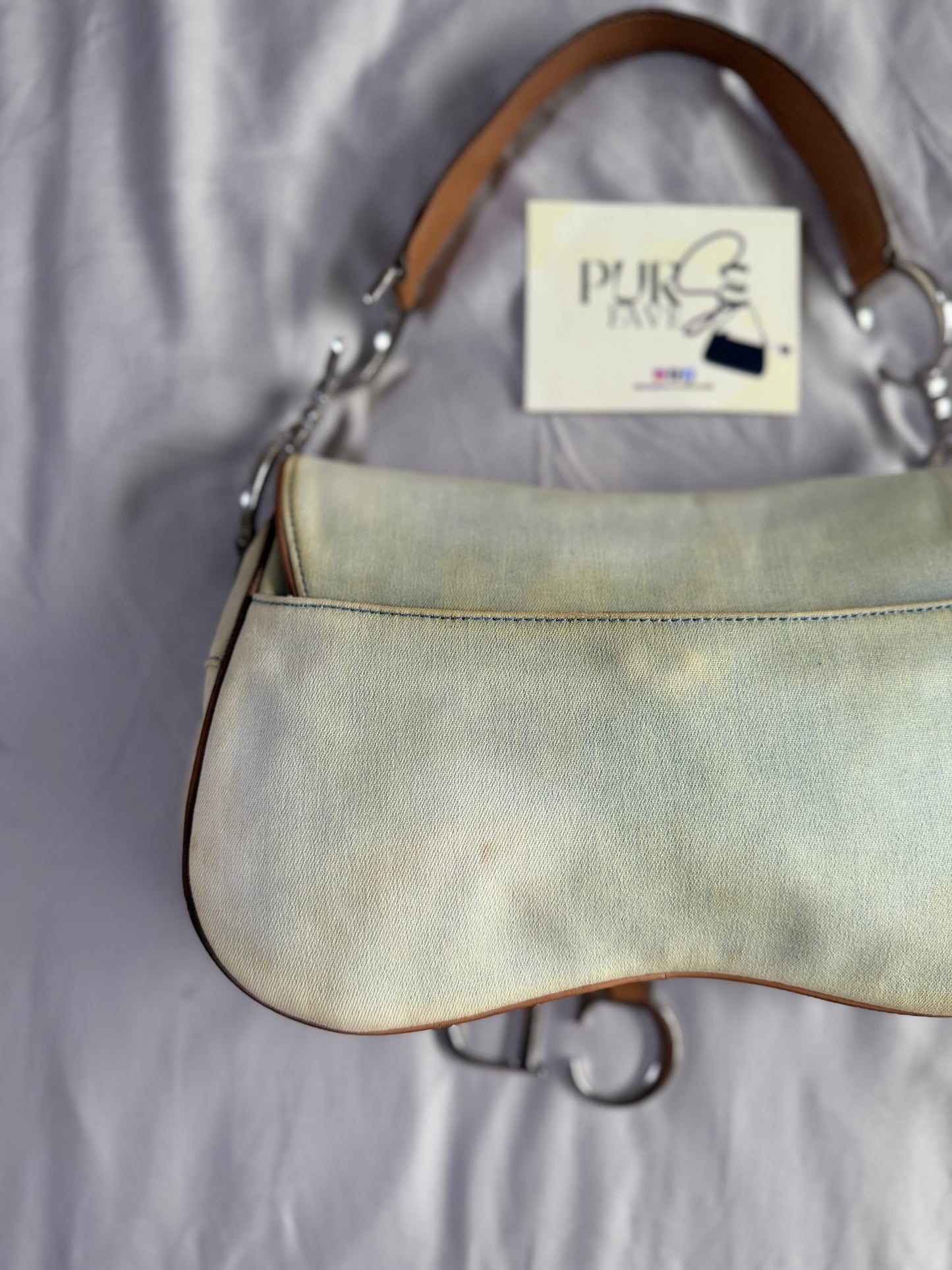 Authentic Vintage Christian Dior by John Galliano Double Saddle Denim Bag