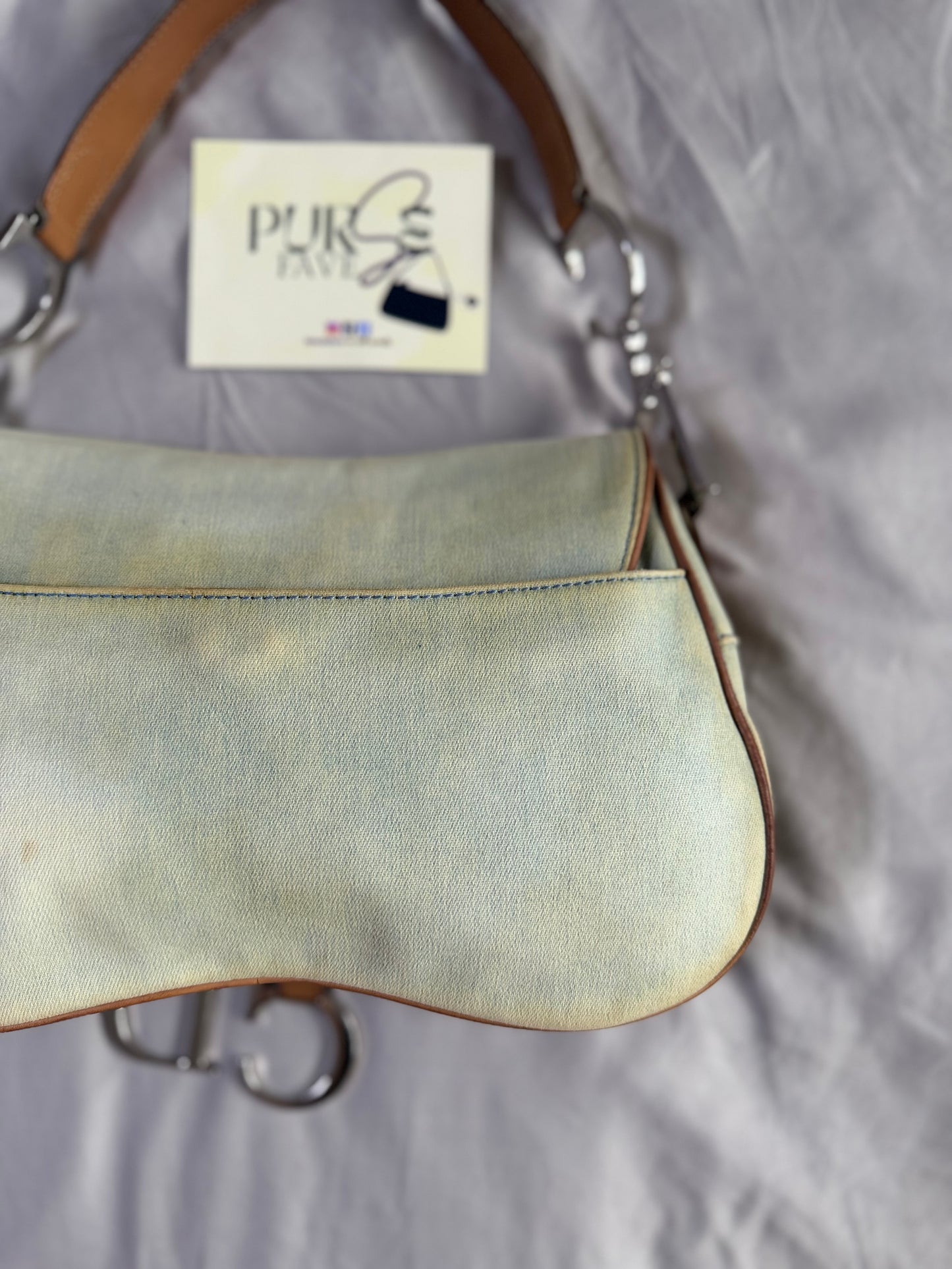 Authentic Vintage Christian Dior by John Galliano Double Saddle Denim Bag