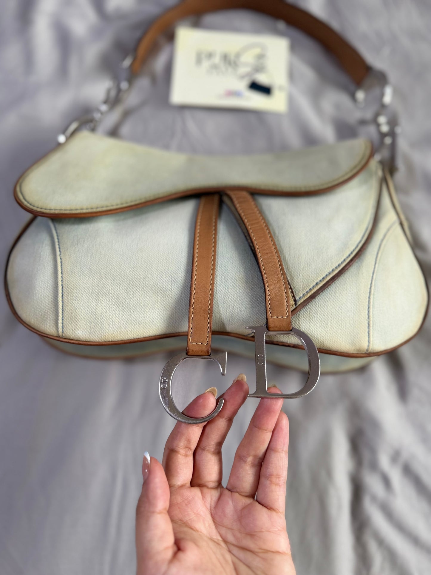 Authentic Vintage Christian Dior by John Galliano Double Saddle Denim Bag