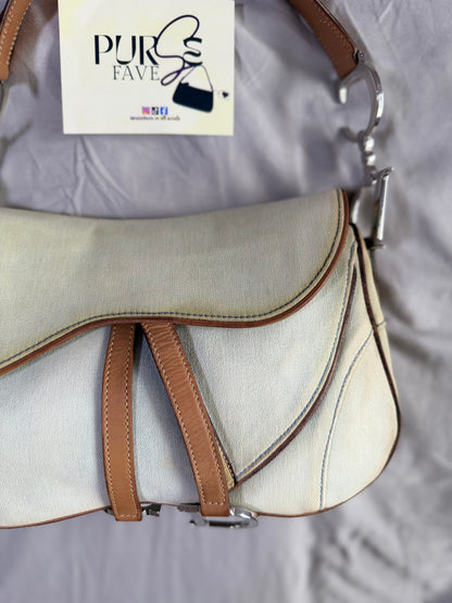 Authentic Vintage Christian Dior by John Galliano Double Saddle Denim Bag