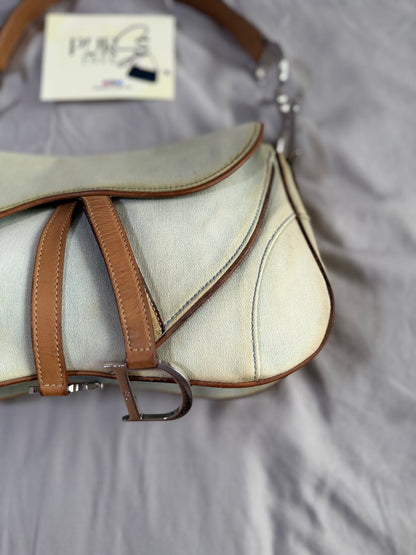 Authentic Vintage Christian Dior by John Galliano Double Saddle Denim Bag