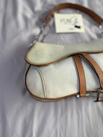 Authentic Vintage Christian Dior by John Galliano Double Saddle Denim Bag