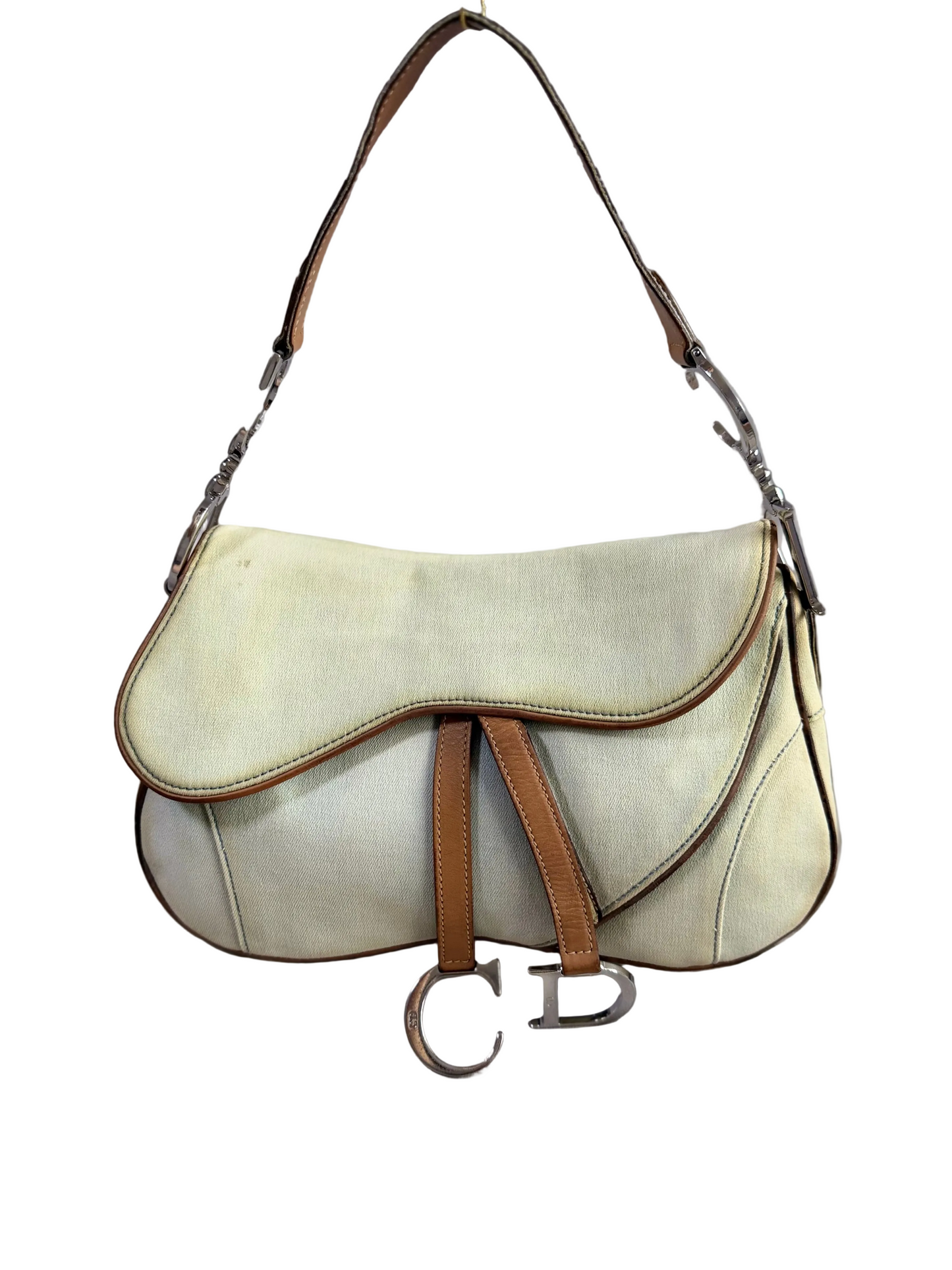 Authentic Vintage Christian Dior by John Galliano Double Saddle Denim Bag