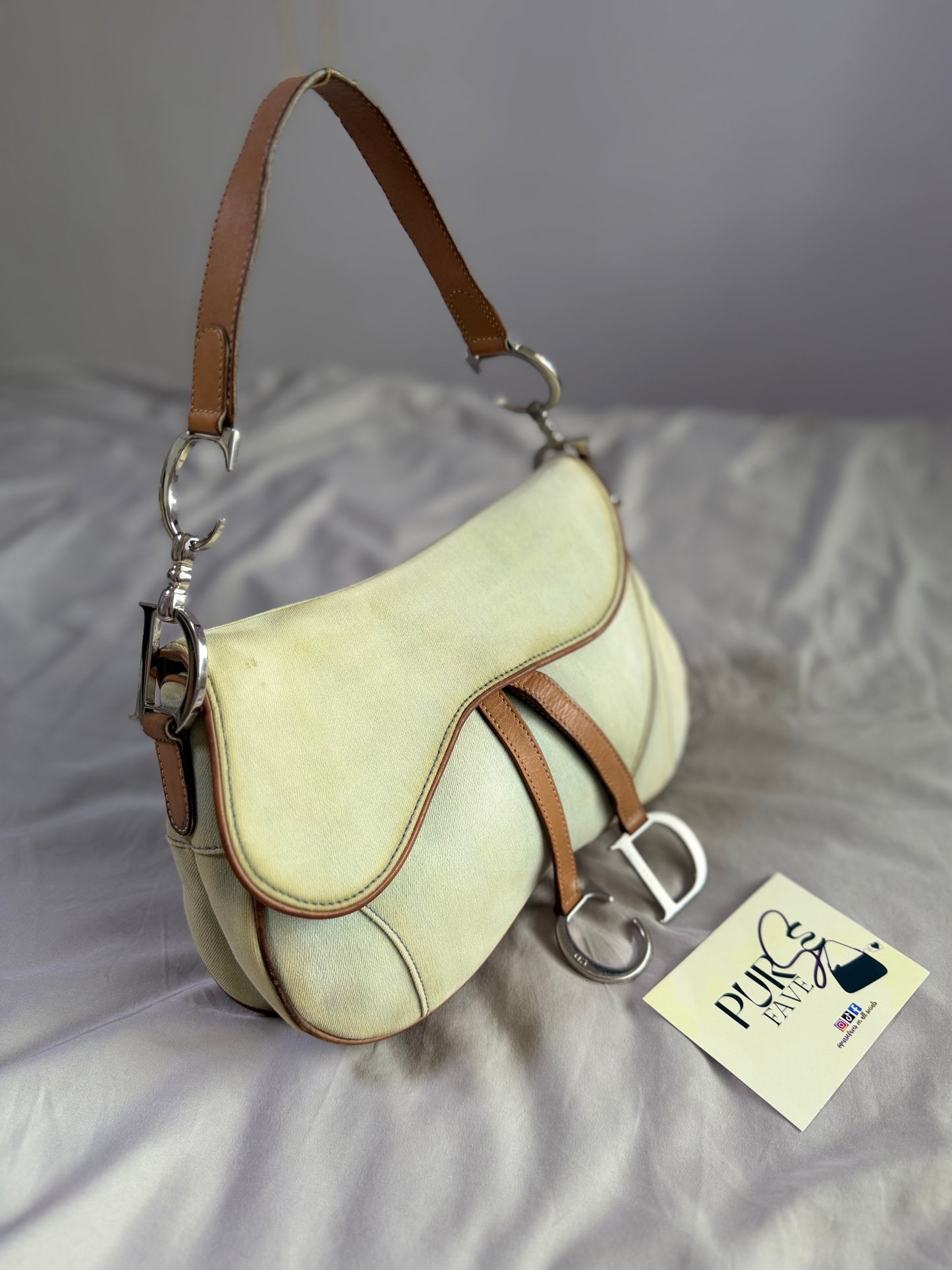 Authentic Vintage Christian Dior by John Galliano Double Saddle Denim Bag