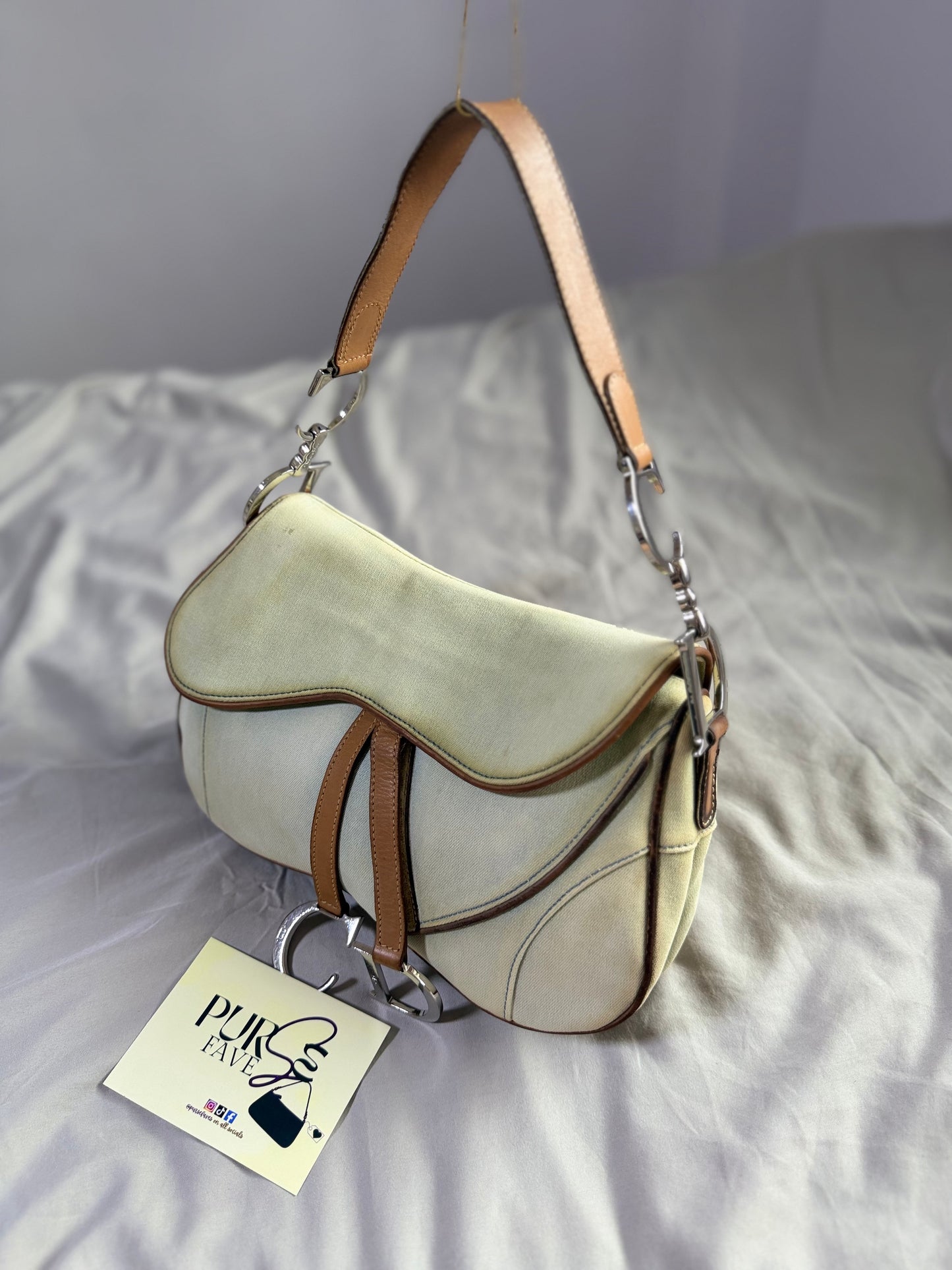 Authentic Vintage Christian Dior by John Galliano Double Saddle Denim Bag