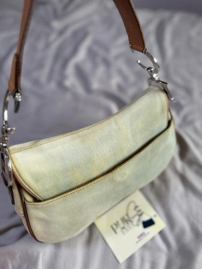 Authentic Vintage Christian Dior by John Galliano Double Saddle Denim Bag