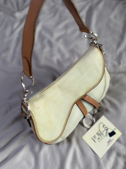 Authentic Vintage Christian Dior by John Galliano Double Saddle Denim Bag