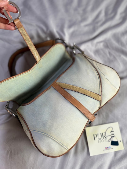 Authentic Vintage Christian Dior by John Galliano Double Saddle Denim Bag