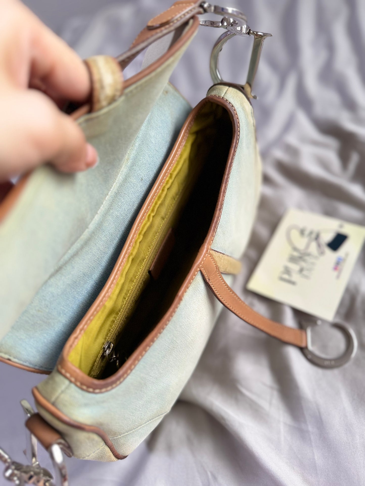 Authentic Vintage Christian Dior by John Galliano Double Saddle Denim Bag
