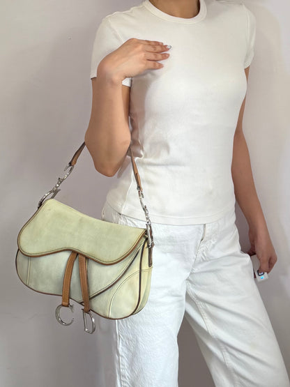 Authentic Vintage Christian Dior by John Galliano Double Saddle Denim Bag