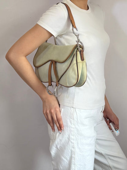 Authentic Vintage Christian Dior by John Galliano Double Saddle Denim Bag