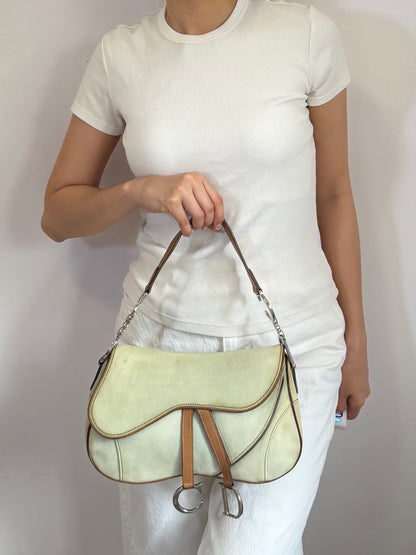 Authentic Vintage Christian Dior by John Galliano Double Saddle Denim Bag
