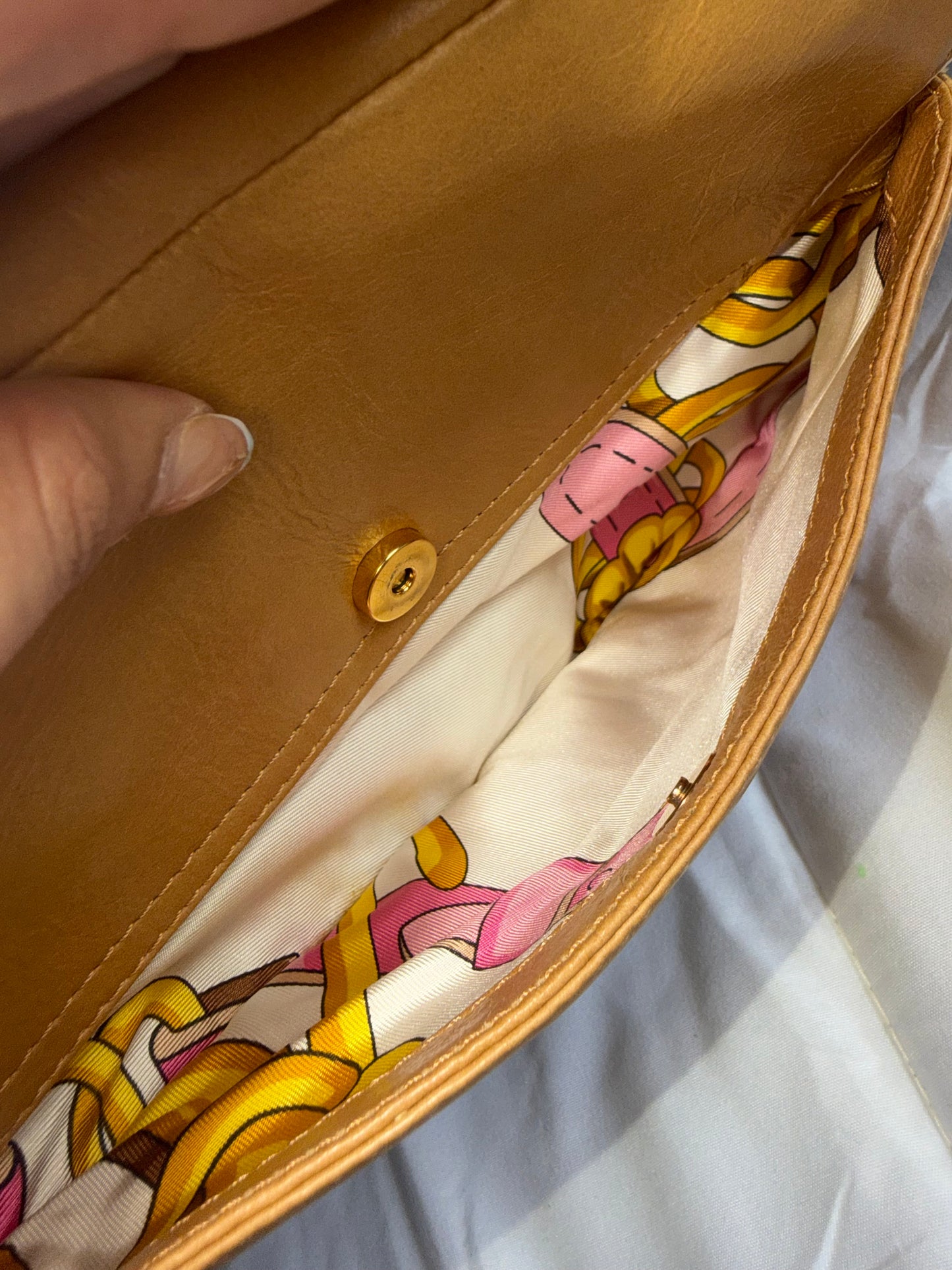Authentic Vintage Christian Dior by John Galliano Tan Calfskin x White Leather Saddle Bag