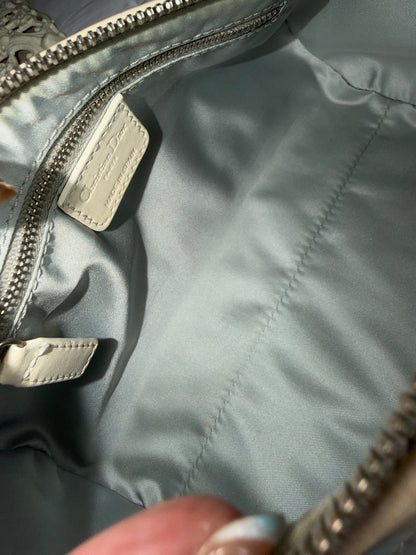 Authentic Vintage Christian Dior by John Galliano White x Grey Trotter Romantic Mini Boston Barrel Bag