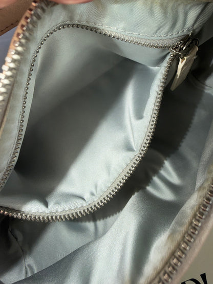 Authentic Vintage Christian Dior by John Galliano White x Grey Trotter Romantic Mini Boston Barrel Bag