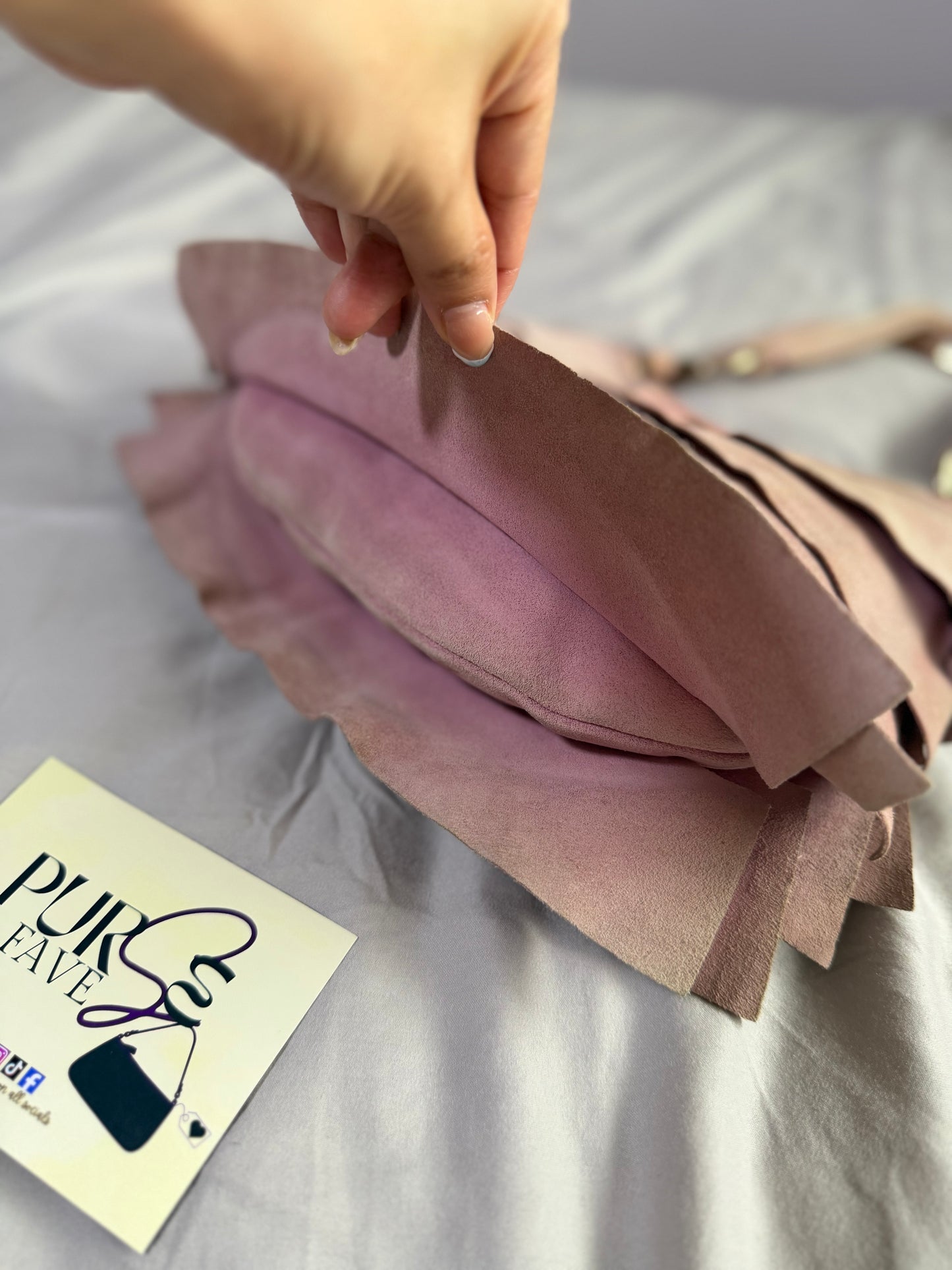 Authentic Vintage Yves Saint Laurent by Tom Ford Pink Suede Ruffle Small St. Tropez Shoulder Bag