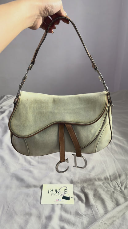 Authentic Vintage Christian Dior by John Galliano Double Saddle Denim Bag